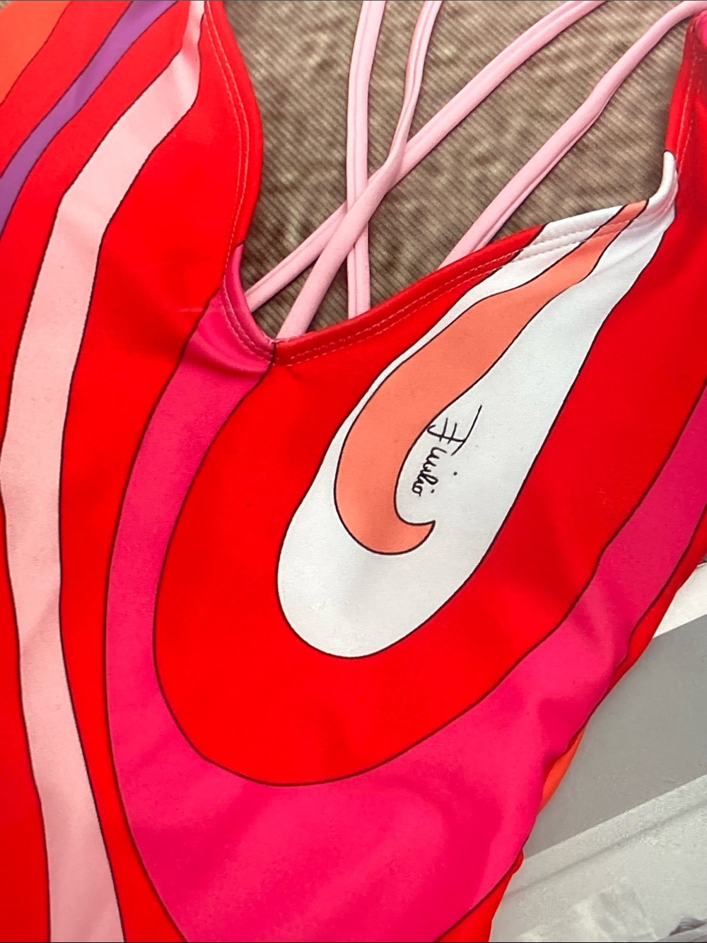 Emilio Pucci Red Pink Purple Swirl One-Piece - Picture 6 of 16